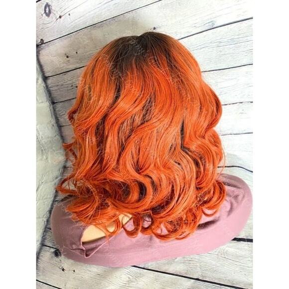 Synthetic Lace Front Wig Dark Roots Custom Color Wavy Bob Cut Style Ready 14-16" - Picture 9 of 12